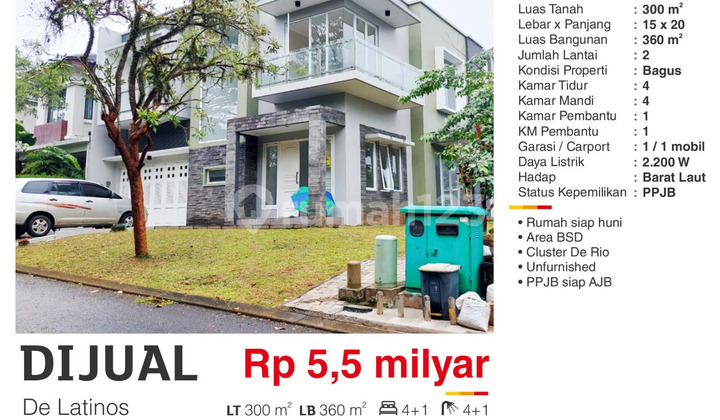 Dijual Rumah Mewah Unfurnished Cluster De Rio De Latinos, BSD Dijual Rumah Mewah Unfurnished Cluster De Rio De Latinos, BSD