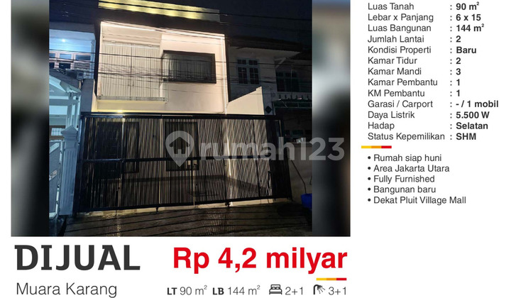 Dijual Rumah Siap Huni Full Furnished  SHM di Muara Karang JakUt