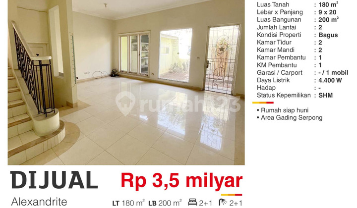 For Sale Ready-to-Occupy House with Good SHM Near Sms Mall Gading Serpong For Sale Ready-to-Occupy House with Good SHM Near Sms Mall Gading Serpong