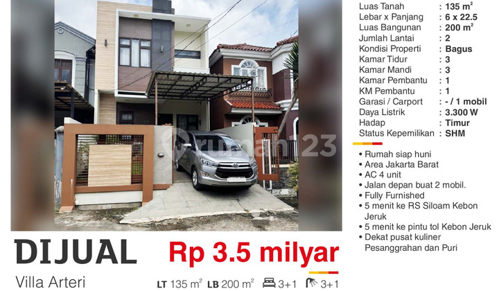 Dijual Rumah Full Furnish Villa Arteri Kebon Jeruk Jakarta Barat
