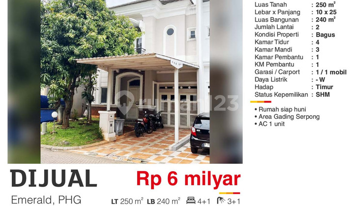 Dijual Rumah 2 Lantai Bagus SHM di Emerald Phg Gading Serpong