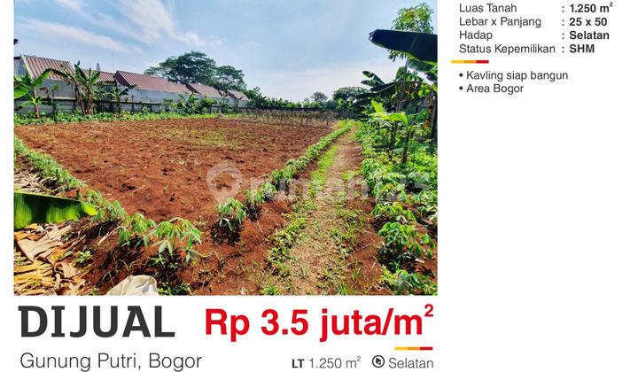 For Sale Certified Land in Growing Area Cheap in Gunung Putri Bogor For Sale Certified Land in Growing Area Cheap in Gunung Putri Bogor