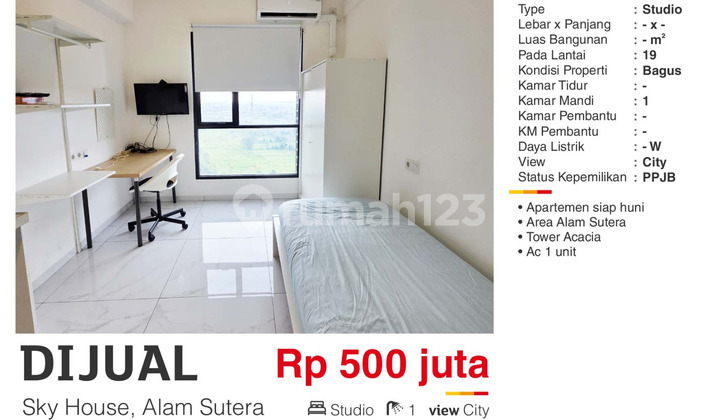 Dijual Apartemen Studio Furnish sebelah JPO dan IKEA  Alam Sutera
