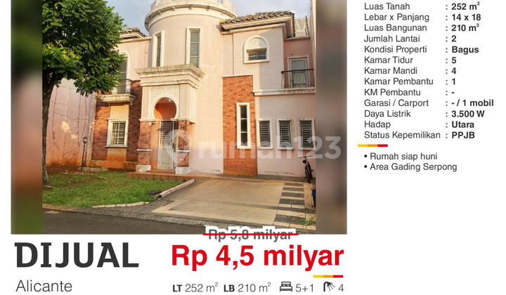 Dijual Rumah 2 Lantai Murah Cluster Alicante Gading Serpong Dijual Rumah 2 Lantai Murah Cluster Alicante Gading Serpong