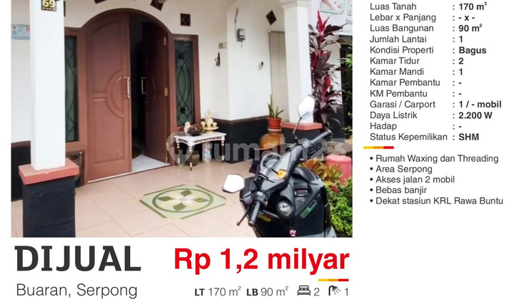 Dijual Rumah SHM Murah Dekat Stasiun Rawa Buntu di Buaran Serpong Dijual Rumah SHM Murah Dekat Stasiun Rawa Buntu di Buaran Serpong