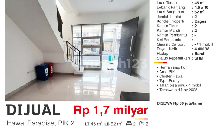 Dijual Rumah Minimalis Modern SHM di Cluster Hawai Paradise PIK2 Dijual Rumah Minimalis Modern SHM di Cluster Hawai Paradise PIK2