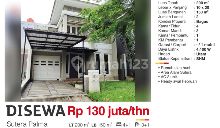 For Rent Semi-Furnished Nice House Palma Alam Sutera Asri Strategic For Rent Semi-Furnished Nice House Palma Alam Sutera Asri Strategic
