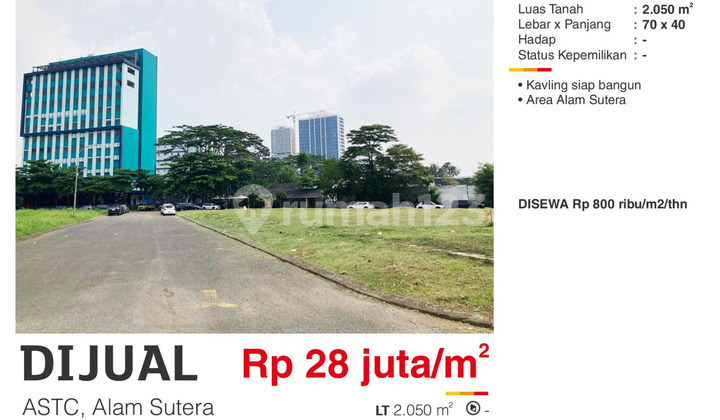 Dijual Kavling Siap Bangun Strategis di ASTC Alam Sutera