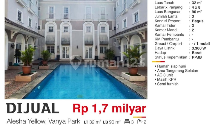Dijual Rumah Modern Fasilitas Swimming Pool Alesha Vanya Park BSD