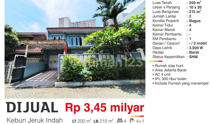 Dijual Rumah Semi Furnish SHM di Kebun Jeruk Indah Jakarta Barat Dijual Rumah Semi Furnish SHM di Kebun Jeruk Indah Jakarta Barat