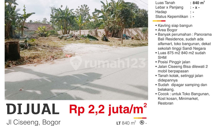 Dijual Tanah Kotak Tepi Jalan Utama SHM Dekat SMAN1 Ciseeng Bogor Dijual Tanah Kotak Tepi Jalan Utama SHM Dekat SMAN1 Ciseeng Bogor