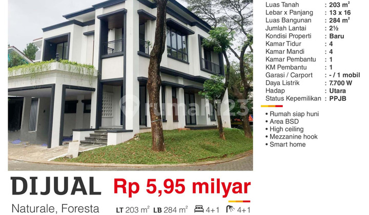 For Sale New Corner Modern Mezzanine House in Foresta Naturale BSD