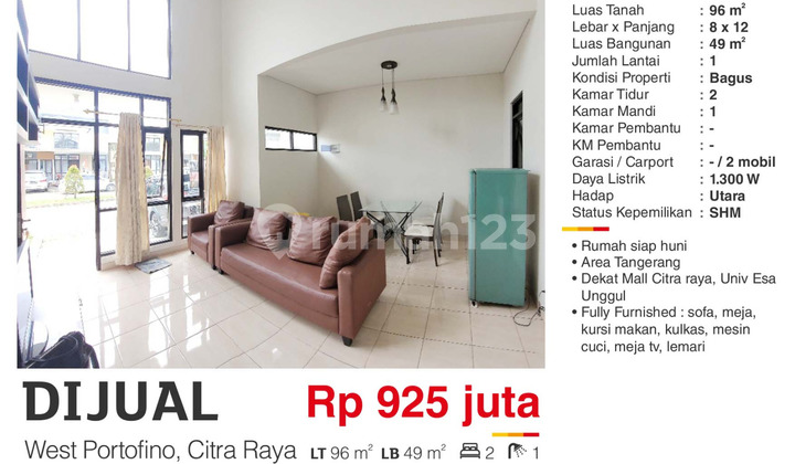 For Sale: Ready-to-Live-In House with SHM in Villagio West Portofino Citra Raya For Sale: Ready-to-Live-In House with SHM in Villagio West Portofino Citra Raya