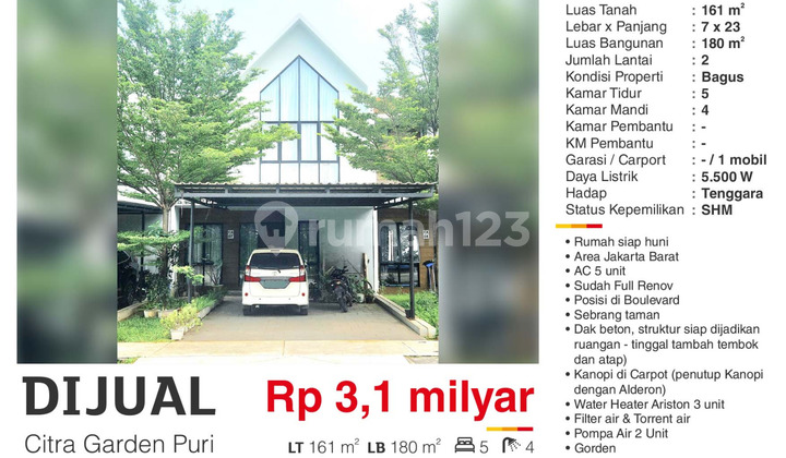 Dijual Rumah Terenovasi SHM di Citra Garden Puri Jakarta Barat Dijual Rumah Terenovasi SHM di Citra Garden Puri Jakarta Barat