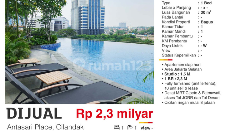 Dijual Apartemen 1BR Furnished  Baru Antasari Place Cilandak