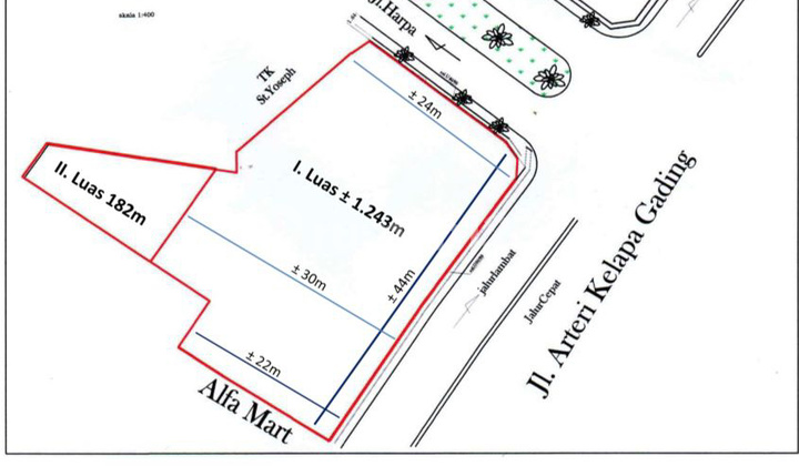 Commercial Lot on Arteri Kelapa Gading, Opposite Toyota Super, Excellent.
