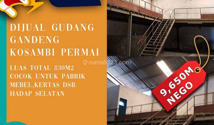 JUAL MURAH Gudang di komplek pergudangan Kosambi Permai 829m2  1