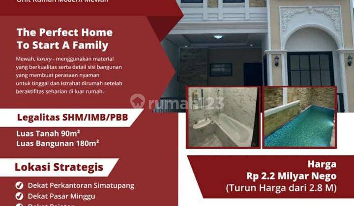 Dijual Rumah Ada Kolam Renang di Cluster Sadar Raya Jagakarsa 1