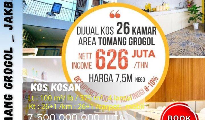 Dijual Kost 26 Kamar Full Di Grogol Jakarta Barat  1