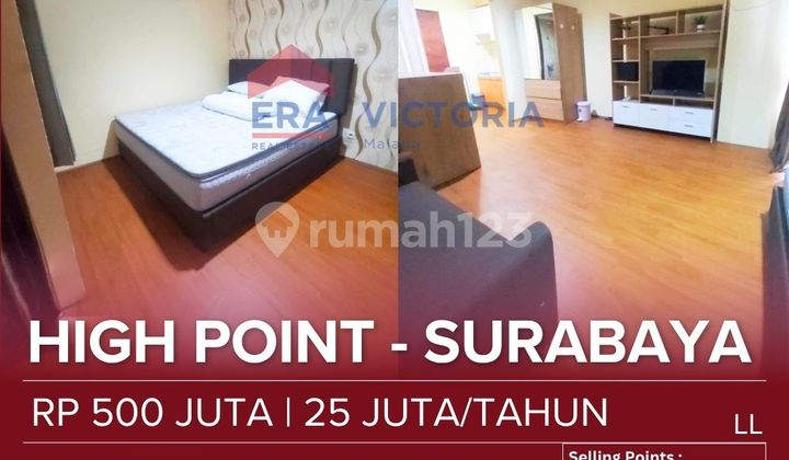 Apartemen Jual Sewa Area Surabaya Terletak Di Pusat Kota Dekat Berbagai Fasilitas Publik Dan Area Bisnis, 6 Km Ke Masjid Al-akbar, 11km Ke Bandara Juanda. Unit Full Furnished (tempat Tidur 180 X 300, Sofa, Meja Makan, Kursi, Kitchen Set, Ac, Tv) Dengan Fa 1