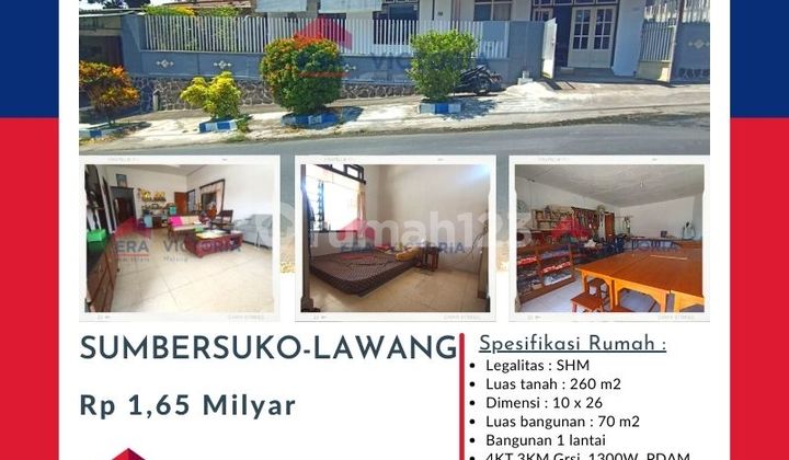 Rumah Dijual Di Sumbersuko Lawang. Akses Jalan Lebar. Bisa Simpangan Mobil. Ada Tempat Usaha Di Bagian Depan. Dekat Fasilitas Umum. 5 Menit Ke Pasar Lawang 1