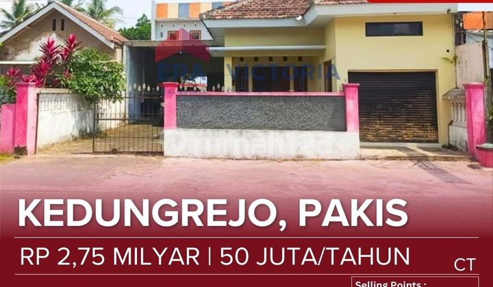 2-Story House with Remaining Large Land, Suitable for Living and Business, Located on Main Road in Pakis Area, Near Kedungrejo Vegetable Market, Smk 9
