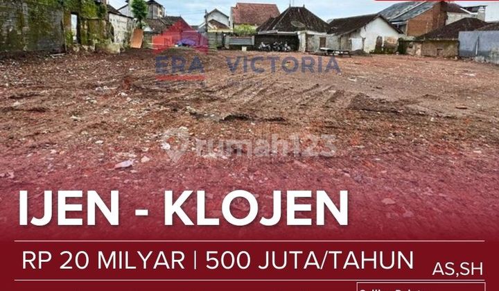 Tanah Luas Dijual/Disewakan di Kawasan Ijen/Bareng. Dekat Ijen Boulevard, Jl Kawi, Mog, Perum Ijen Nirwana, Pasar Bareng
