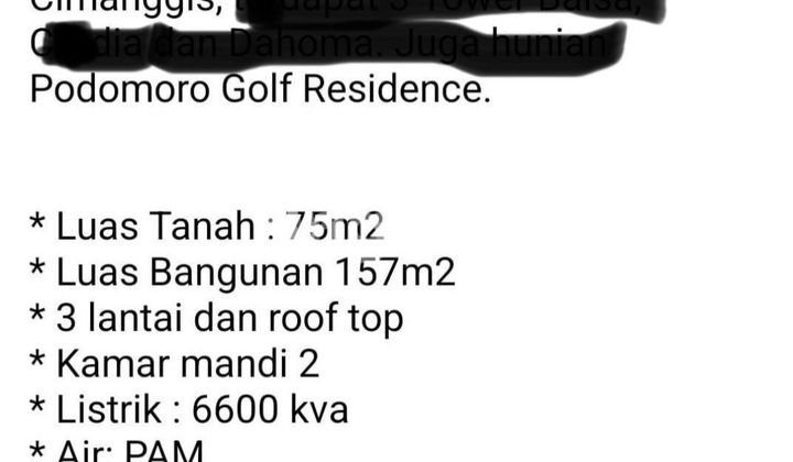 3-STORY SHOPHOUSE IN PODOMORO GOLF VIEW CIMANGGIS 2