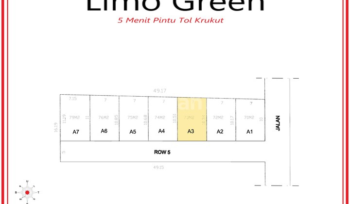 Dekat Akses Tol, Tanah, SHM, di Limo