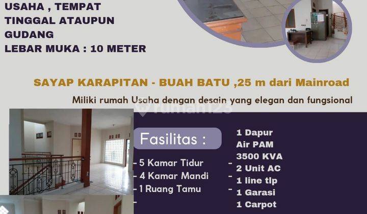 Jual Rumah Usaha Sayap Karapitan- Buah Batu, 25 M Dari Jl Utama 1