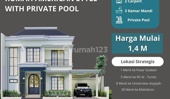 Rumah Mewah 1,4 Saja Ada Kolam Renang Daerah Godean  1