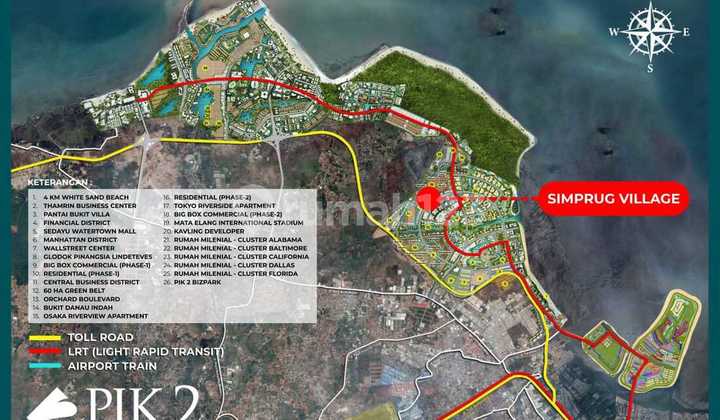 Kavling Residensial Exclusive Simprug Village PIK2 View Danau 25x45