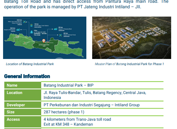 Strategic Industrial Land Batang Industrial Park 2