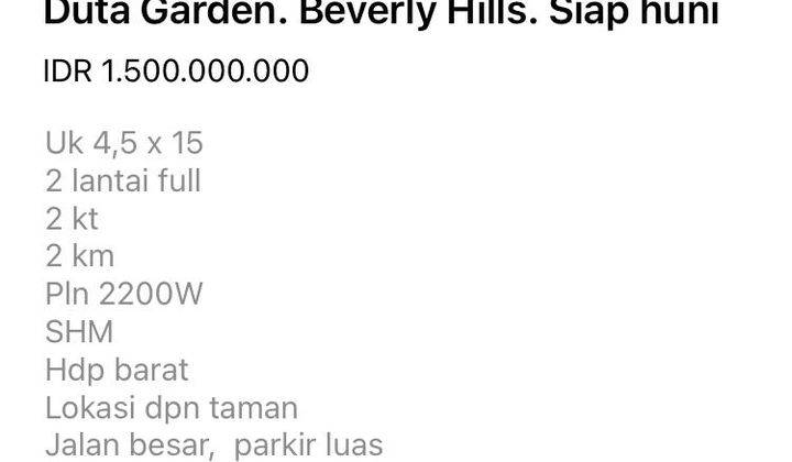 Dijual Rumah Duta Garden Rapi Siap Huni 1