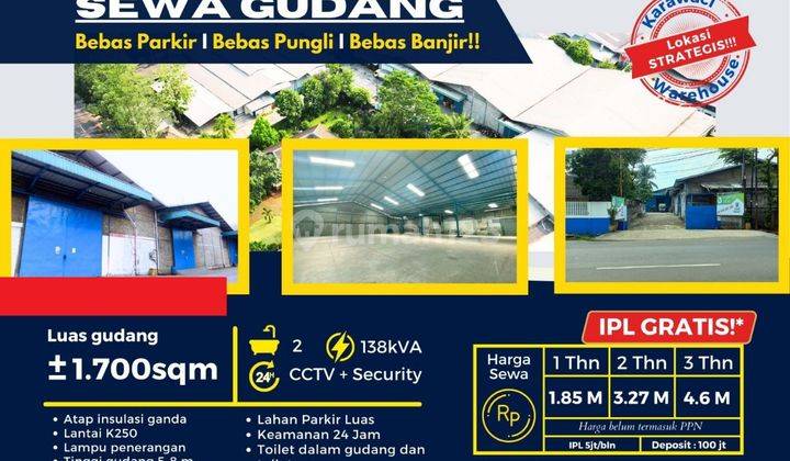 di Disewa Gudang Karawaci Jl Industri Imam Bonjol Km 2,6 1700 Sqm , Tangerang 1