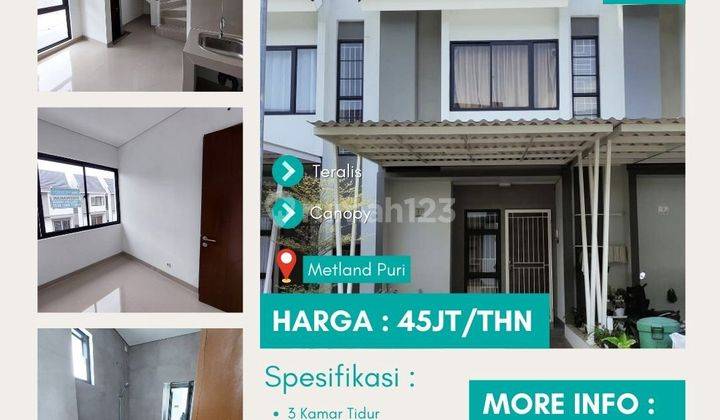 Disewakan@rumah Unfurnished Kontrakan Baru Shm - Sertifikat Hak Milik Di Metland Puri, Metland Puri 1