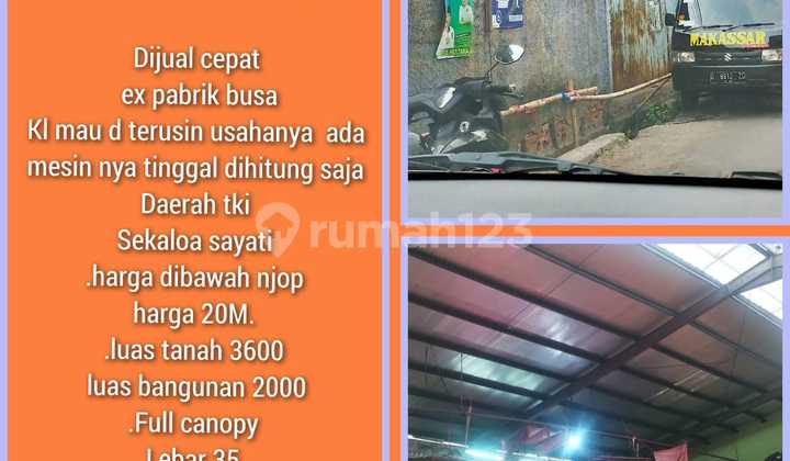DIJUAL CEPAT EX PABRIK BUSA - TAMAN KOPO INDAH, SEKALOA SAYATI, BANDUNG. --VN