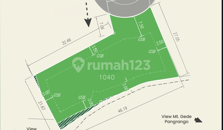 9 Billion Land Plot Rancamaya 1,040 m2 Mountain View