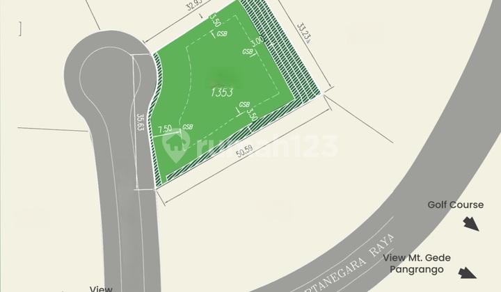 10.9jt Kavling Rancamaya 1.353m2 Hadap Barat Golf Area 10.9jt Kavling Rancamaya 1.353m2 Hadap Barat Golf Area