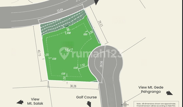 10.9jt Kavling 2muka Golf Area Rancamaya 1.642m2 