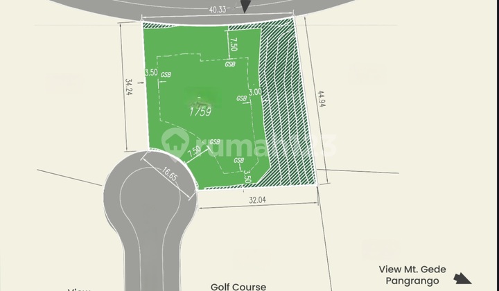 10.9jt Kavling 2muka Rancamaya 1.759m2 Golf Area