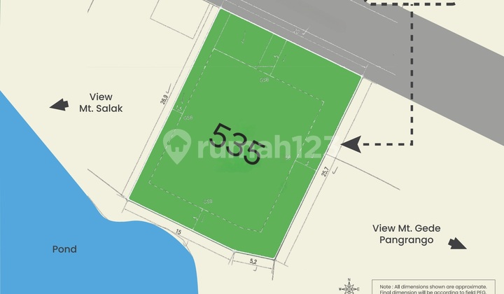 10.2jt Kavling Hoek 3muka 535m2 Golf Pond Area Rancamaya