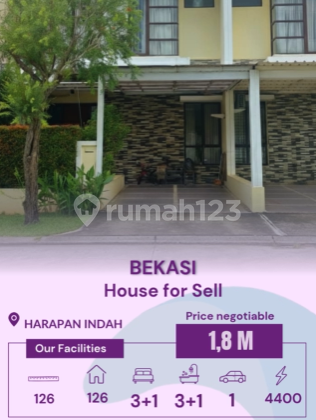 Dijual rumah murah di Harapan Indah Bekasi siaphuni minimalis modern