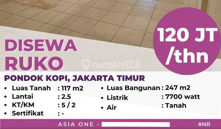 Ruko di Pondok Kopi, Jakarta Timur 247 m Bagus 1