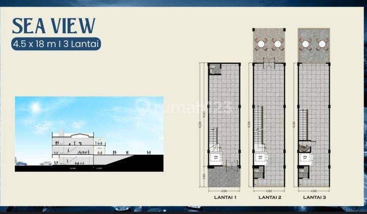 Disewakan Ruko Ebony Batavia 2 Muka Gandeng 3 Lantai Sea View Strategis di Pik  2