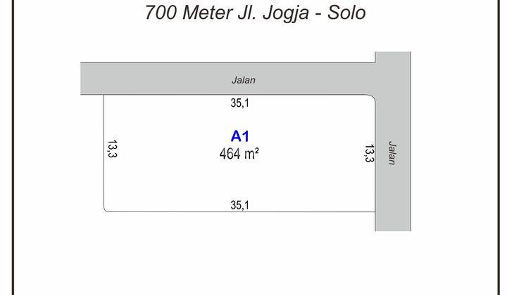 Tanah di Dekat Jl Jogja Solo, Sleman SHM 464 m² 1