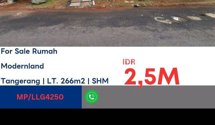 Dijual Lelang!!! Rmh Modernland, 266m2, Shm 1