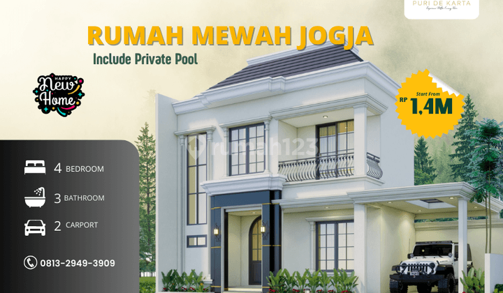 Rumah Mewah Jogja Dua Lantai Daerah Godean Dengan Private Pool 1