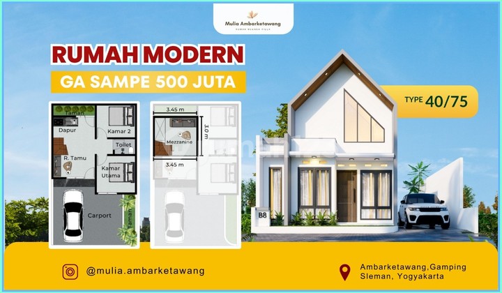 Rumah Murah Sleman Ambarketawang Gamping + Taman Scandinavian