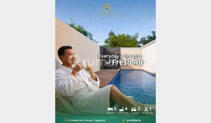 For Sale Luxury House in Godean Km 8 Jogja, 3 Bedrooms with Private Swimming Pool